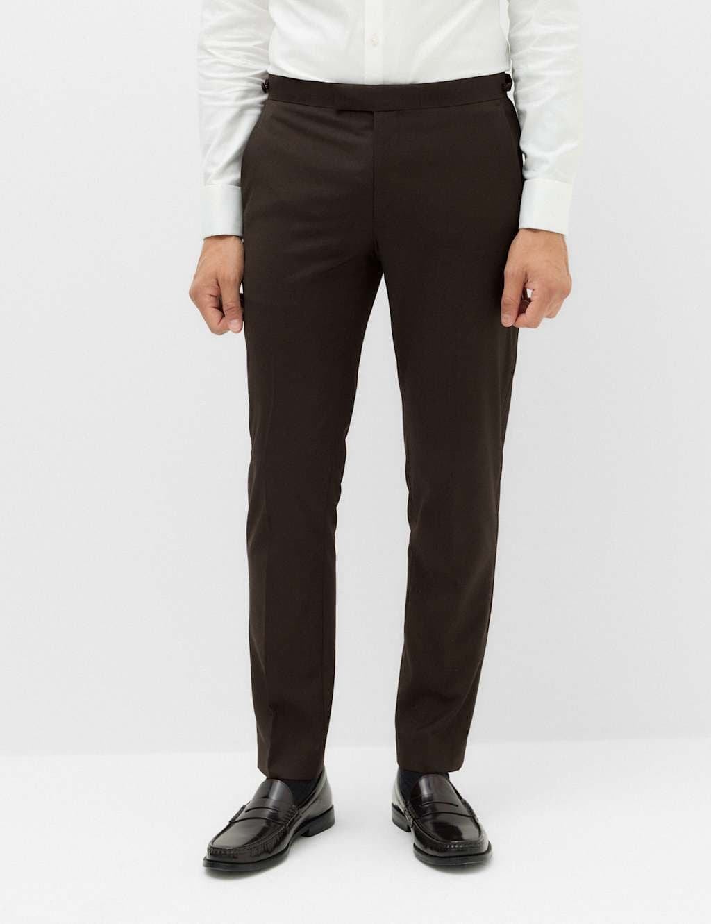 Marks & Spencer M&S Tailored Fit Tuxedo Trousers Brown