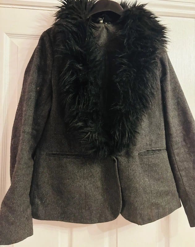 New Look New look smart formal faux fur trim jacket party winter 10-12 same day post - 1