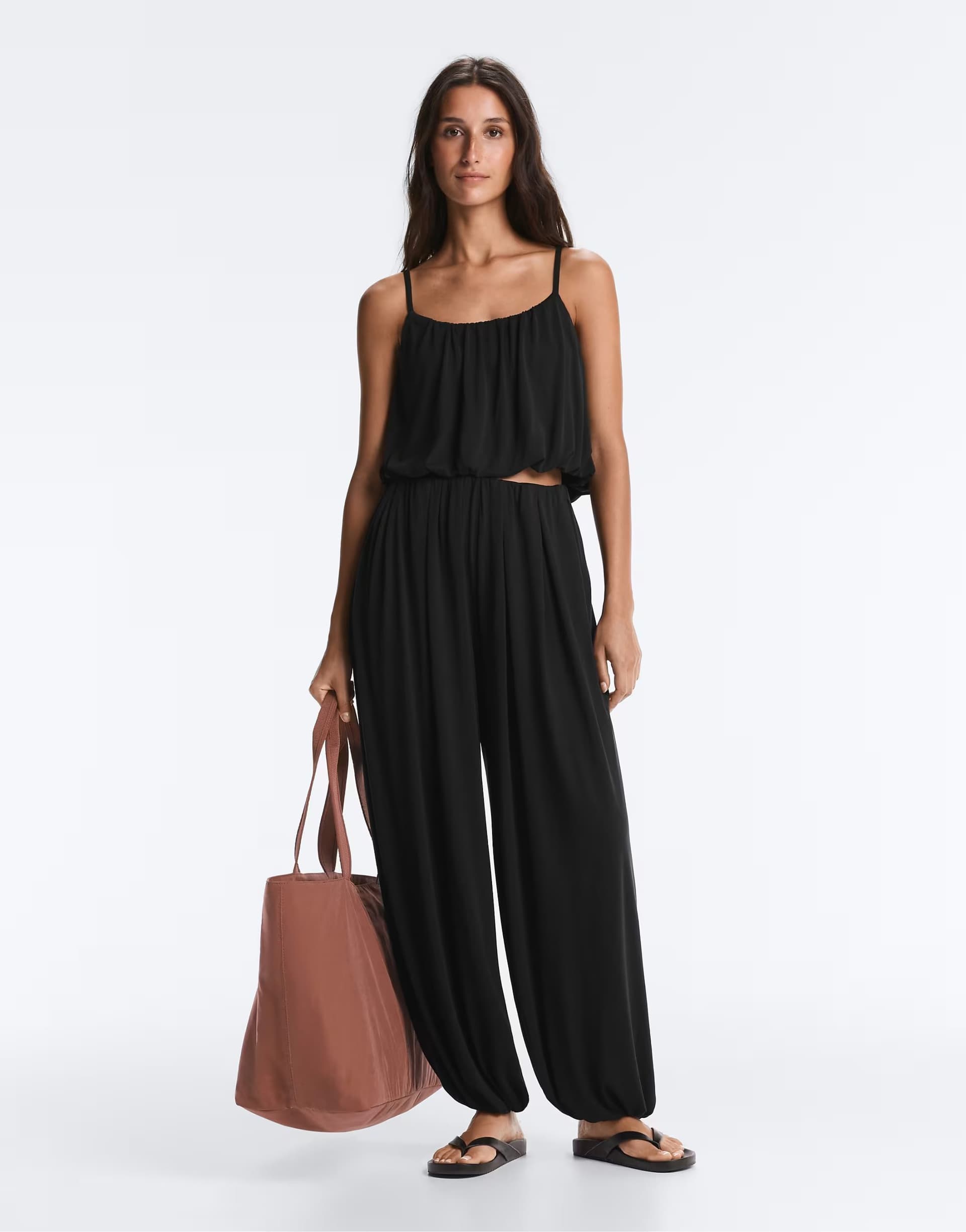 ASOS OYSHO Modal blend balloon trousers in black