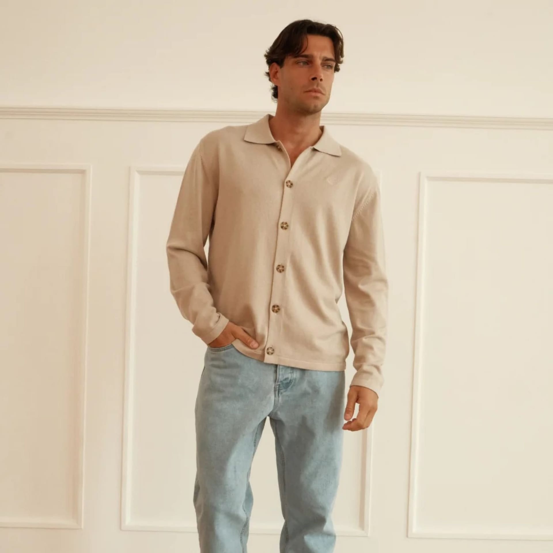 Walker & Hunt Walker & Hunt Men's Milano Knit in Beige - 4
