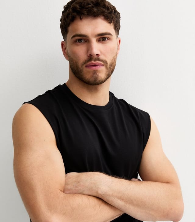 New Look Men's Black Oversized Cotton Tank Top New Look - 2