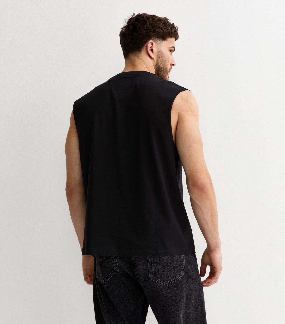 New Look Men's Black Oversized Cotton Tank Top New Look - 4