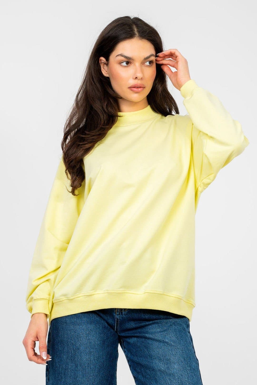 Love Lace Love Lace Women's Cotton Elastane Long Sleeve Sweatshirt in Yellow
