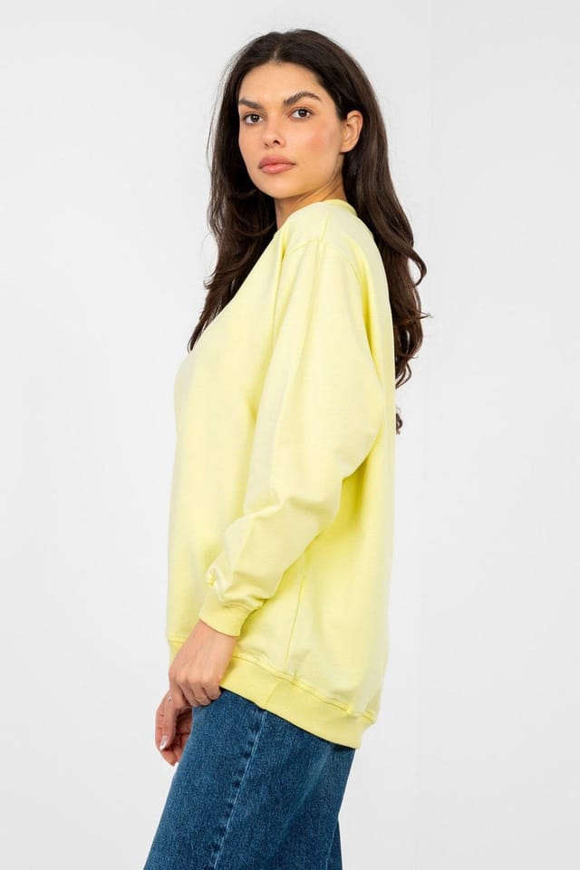 Love Lace Love Lace Women's Cotton Elastane Long Sleeve Sweatshirt in Yellow - 2