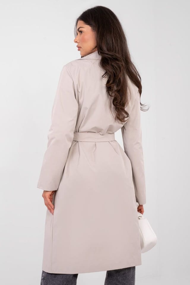 Love Lace Love Lace Women's Knee Length Double Breasted Trench Coat in Beige - 3