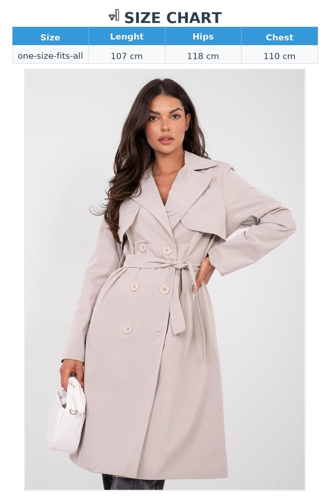 Love Lace Love Lace Women's Knee Length Double Breasted Trench Coat in Beige - 4