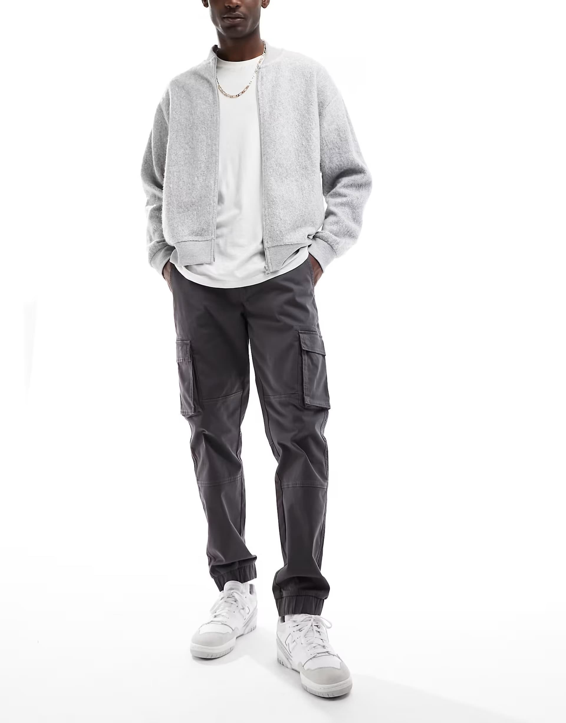 ASOS ONLY & SONS slim fit cargo with cuffed bottom in grey