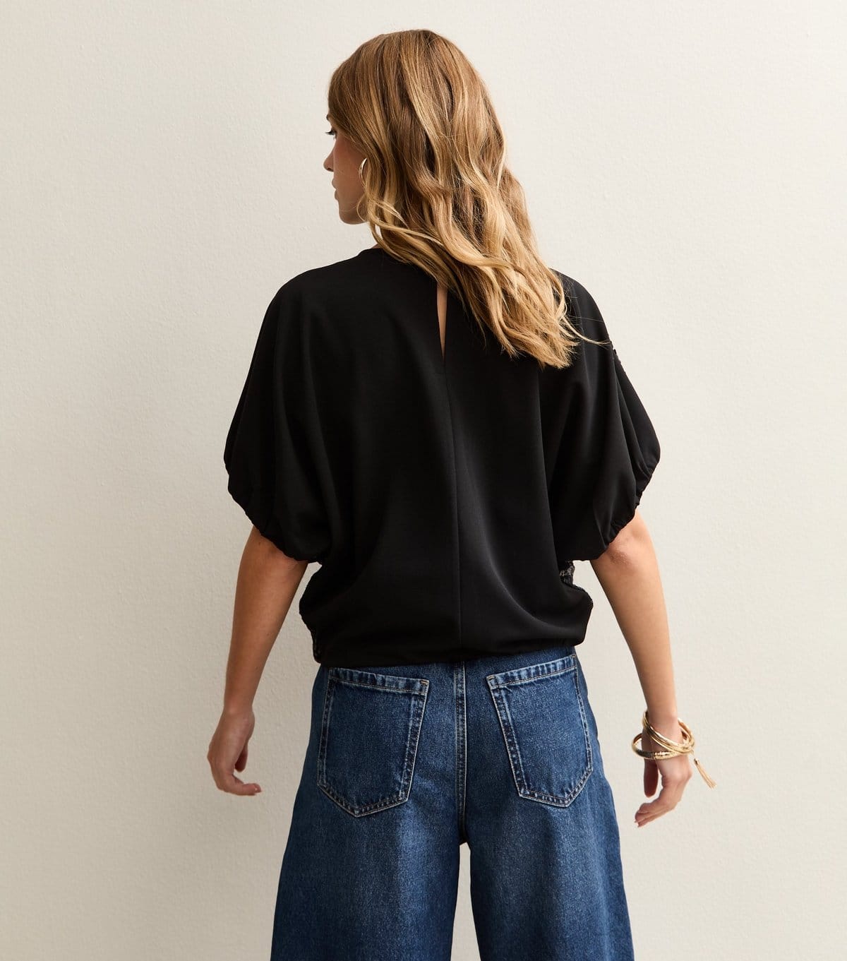 New Look Women's Black Bubble Hem Sequin Top New Look - 4