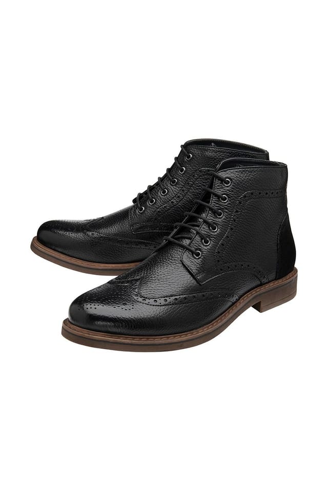 Frank Wright Frank Wright Men's 'Magnus' Leather Brogue Ankle Boot in Black - 2