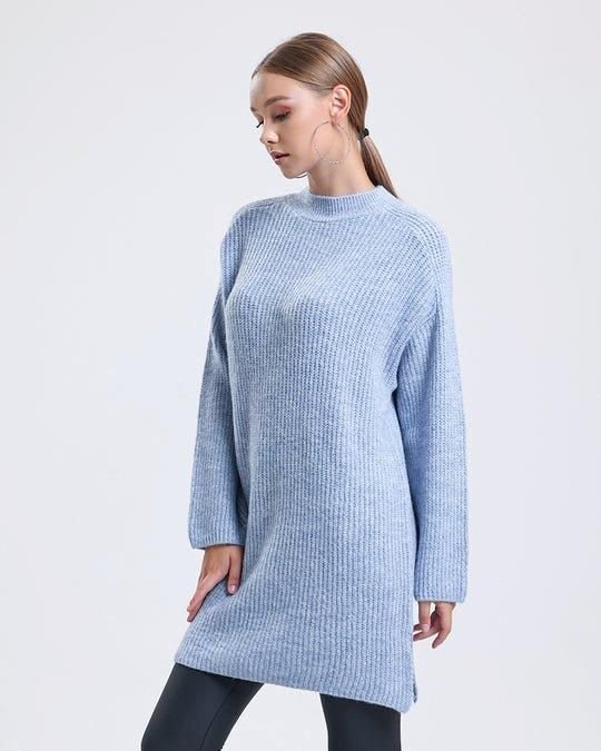 Alse Studio Alse Studio Women's Soft Oversized Long Jumper Knitted Dress in Blue - 3