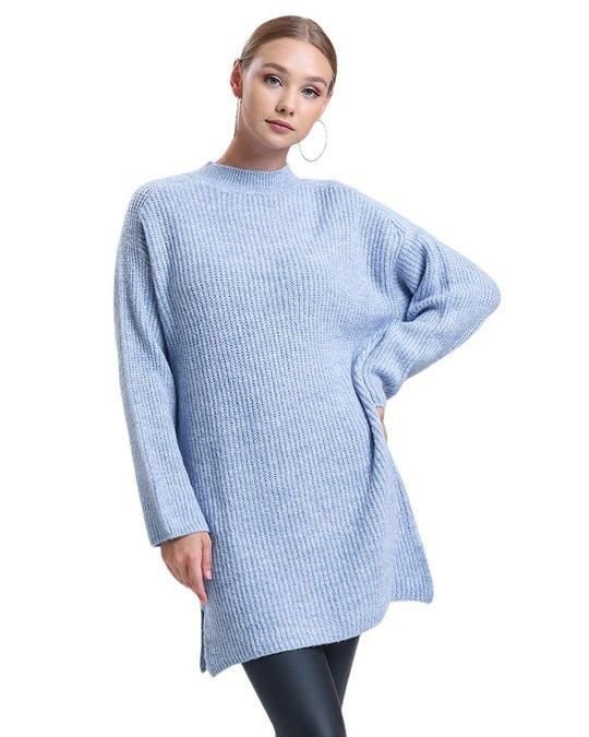 Alse Studio Alse Studio Women's Soft Oversized Long Jumper Knitted Dress in Blue - 4