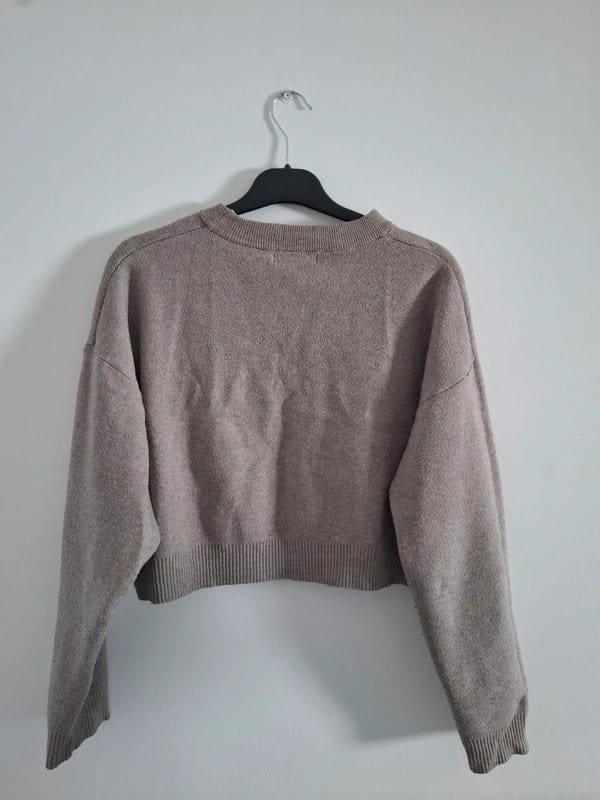 Bershka Beige Chunky Knit Cropped Jumper