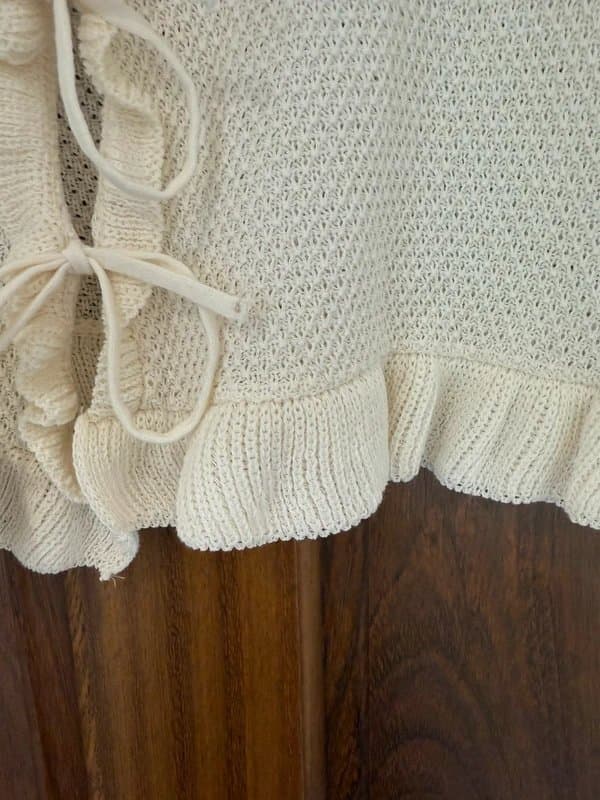 ASOS ASOS Design Cream Knitted Tie Front Top Size M