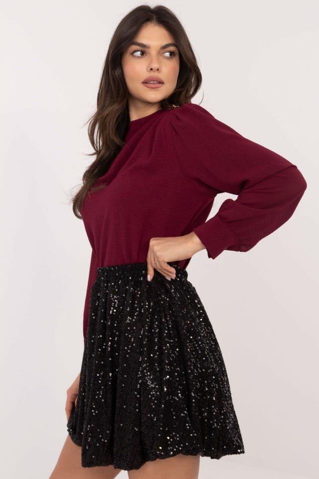 Love Lace Love Lace Women's Sequined Mini Bomb Skirt for Evening in Black - 2