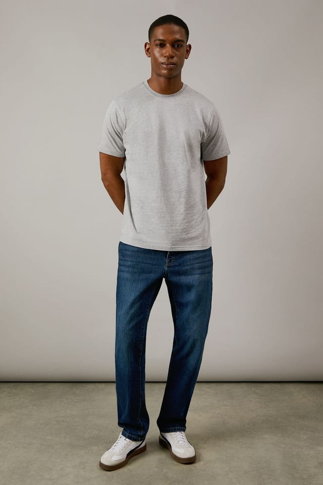 Burton Burton Men's Grey Marl Plain Crew Neck T-shirt - 2