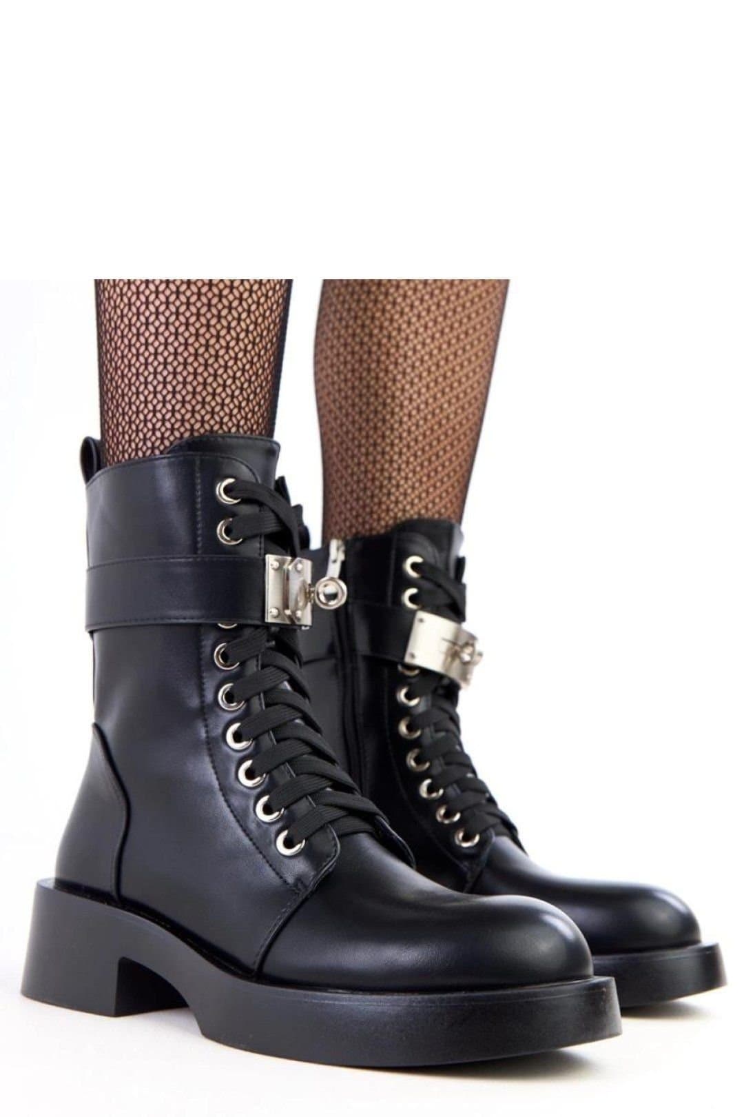 Love Lace Love Lace Women's Black Ankle Bootie with Decorative Strap
