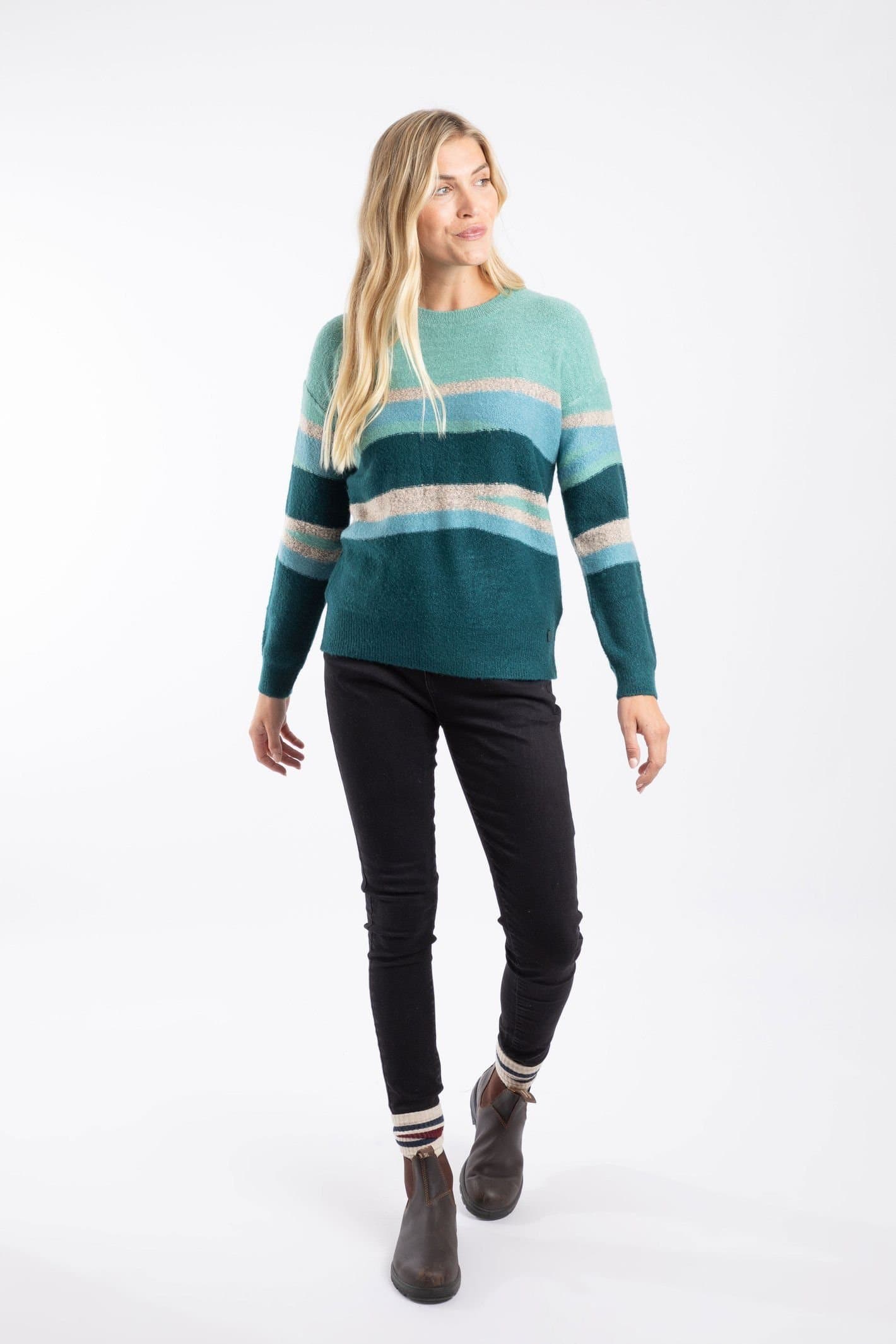 Weird Fish Weird Fish Women's Chiltern Intarsia Knitted Jumper in Teal