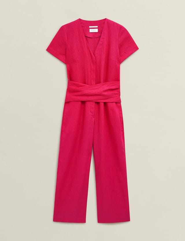 Hobbs London Hobbs London Women's Aliya Short Sleeve V-Neck Jumpsuit in Fuchsia - 2