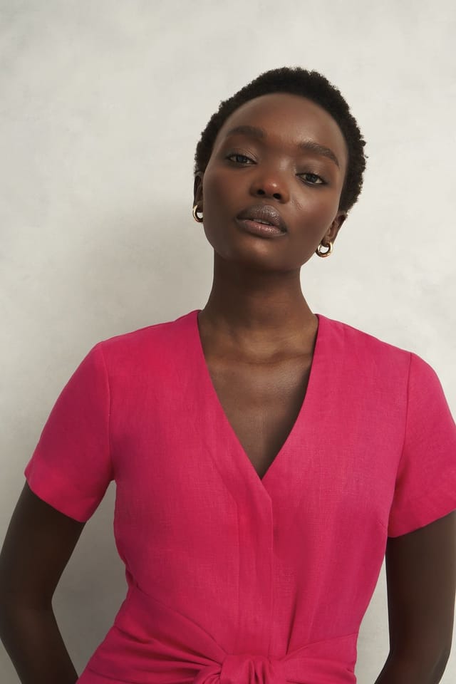 Hobbs London Hobbs London Women's Aliya Short Sleeve V-Neck Jumpsuit in Fuchsia - 3