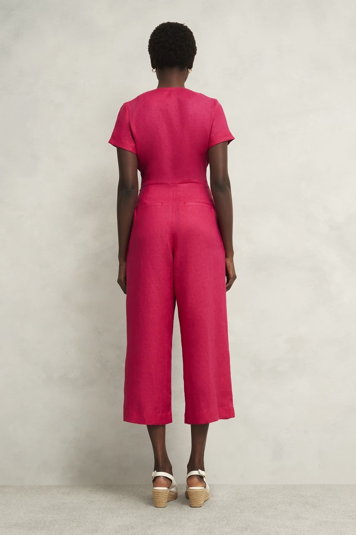 Hobbs London Hobbs London Women's Aliya Short Sleeve V-Neck Jumpsuit in Fuchsia - 4