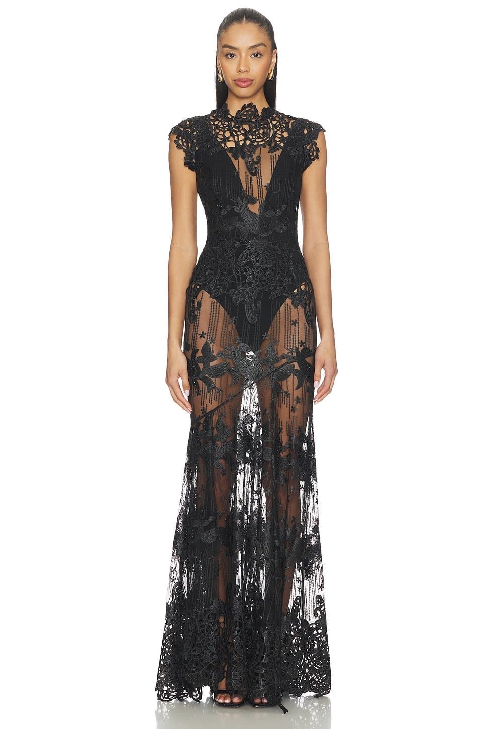 revolve Revolve Black Sequinned Lace Gown
