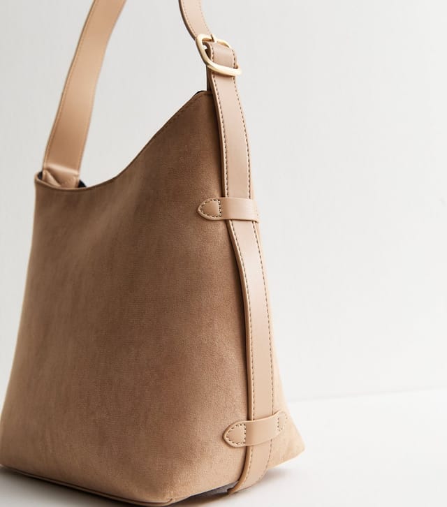 New Look Camel Faux Suede Bucket Bag Vegan New Look - 3