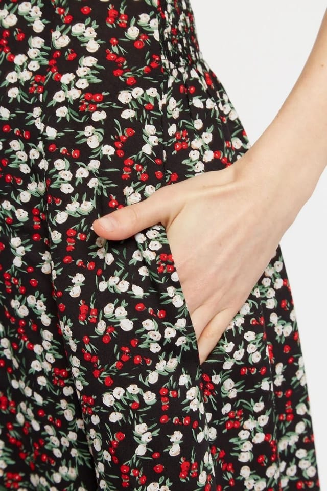 Louche Louche Women's Minerva Jolly Ditsy Print Puff Sleeve Midi Dress in Black - 3