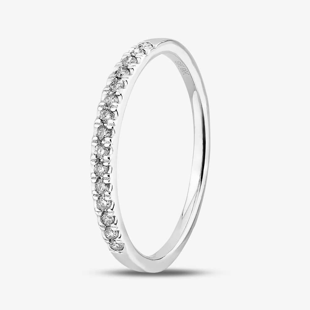 T.H.Baker T.H.Baker Women's 9ct White Gold 0.15ct Diamond Pave Set Half Eternity Ring in Silver