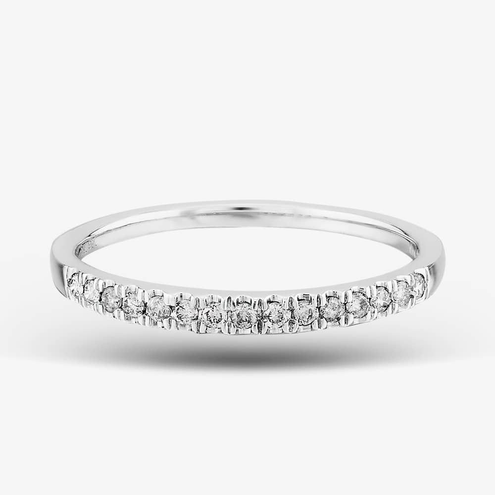 T.H.Baker T.H.Baker Women's 9ct White Gold 0.15ct Diamond Pave Set Half Eternity Ring in Silver - 2