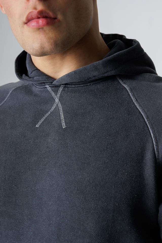 Influence Influence Men's Cotton Blend Acid Wash Hoody in Black - 3