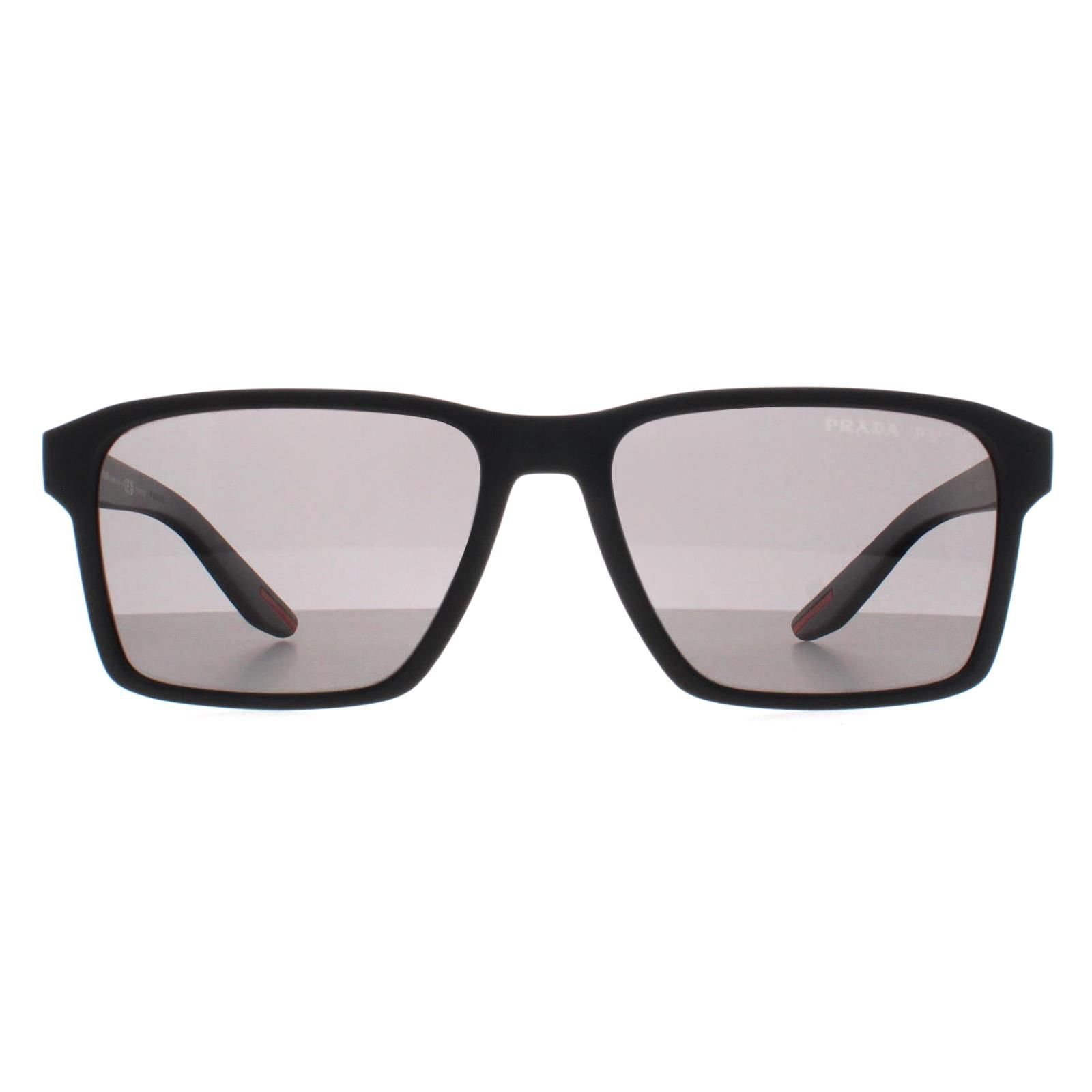 Prada Sport Prada Sport Men's Rectangle Black Rubber Dark Grey Polarized PS05YS - 1