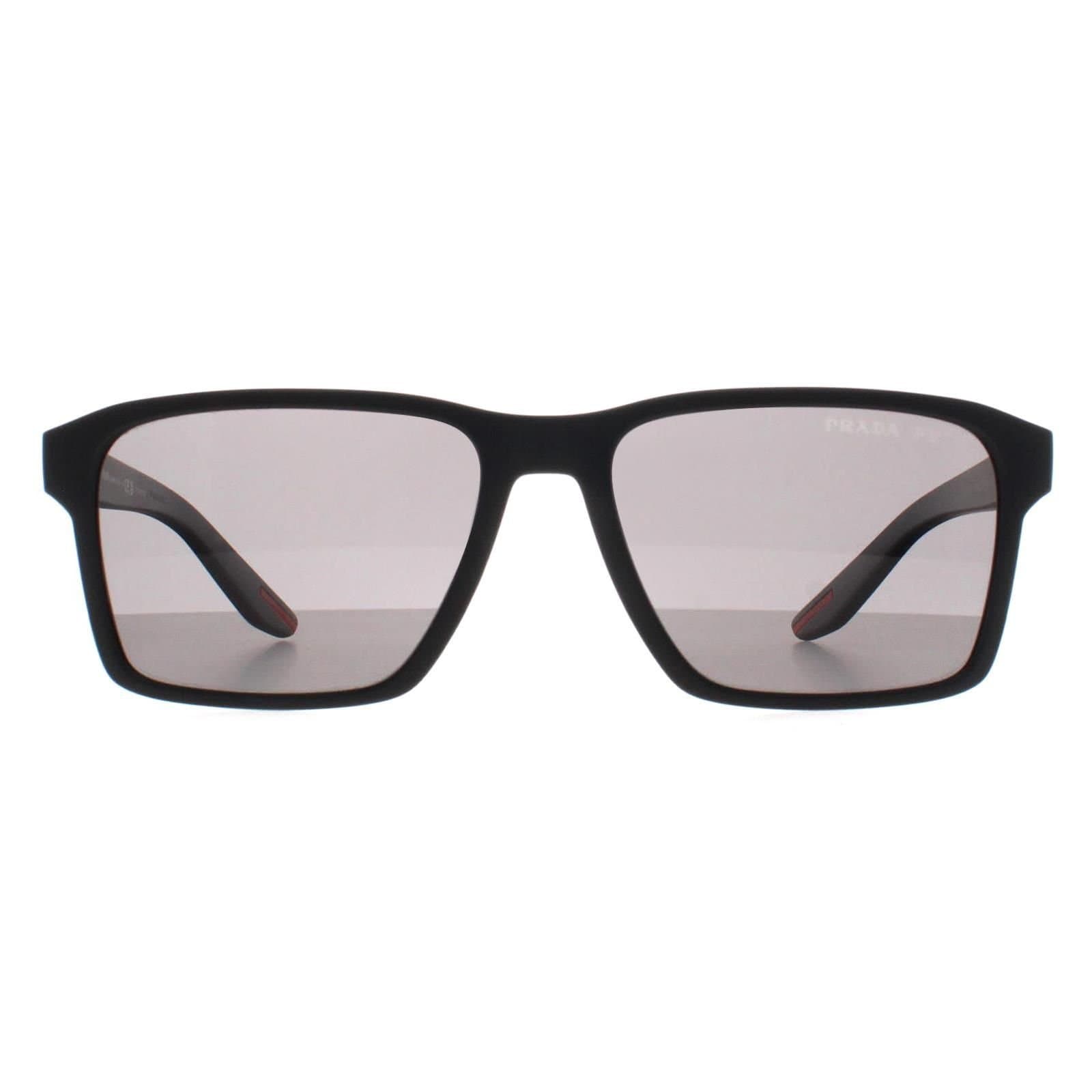 Prada Sport Prada Sport Men's Rectangle Black Rubber Dark Grey Polarized PS05YS
