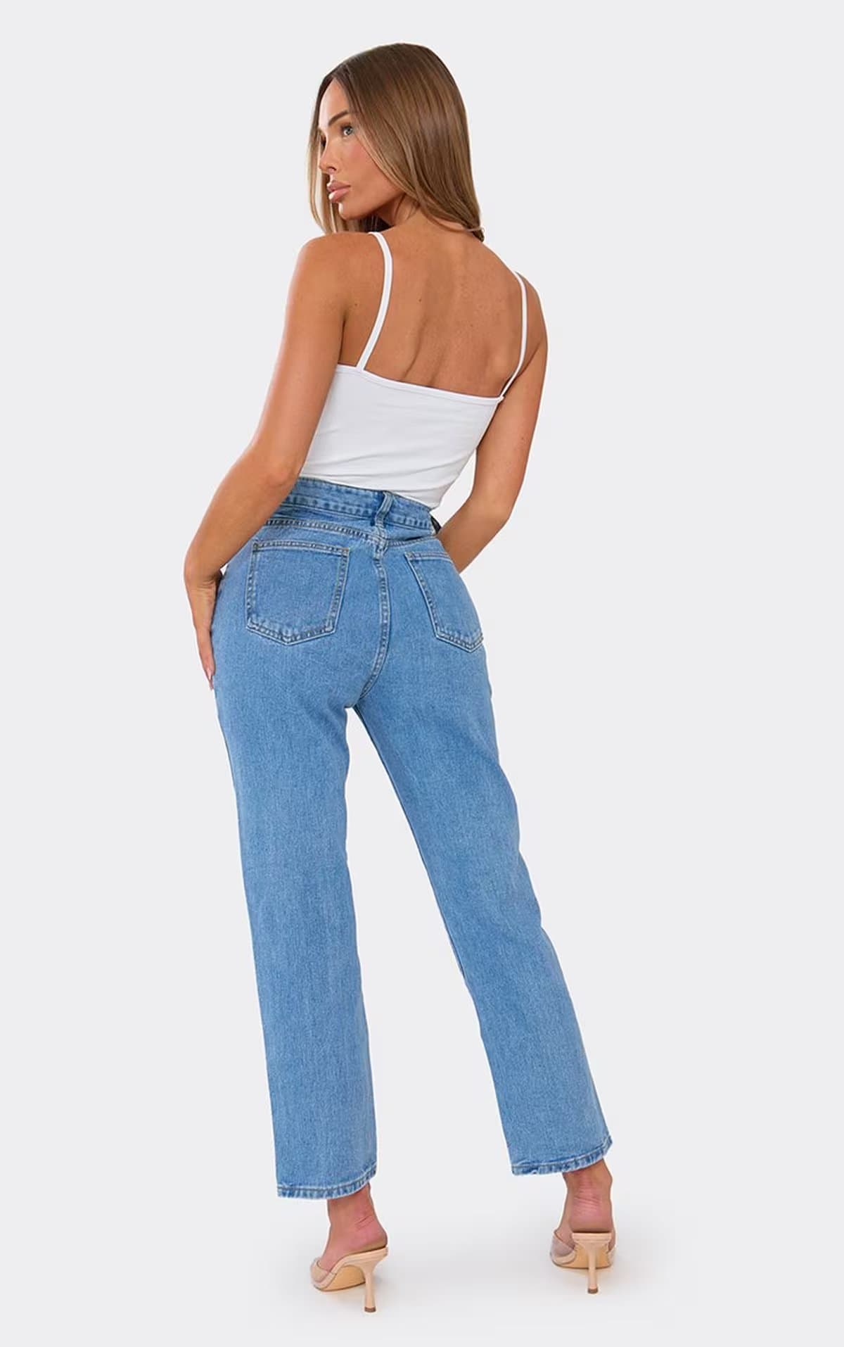 EGO Petite Straight Leg Jeans In Blue Denim., Women's Size UK 4