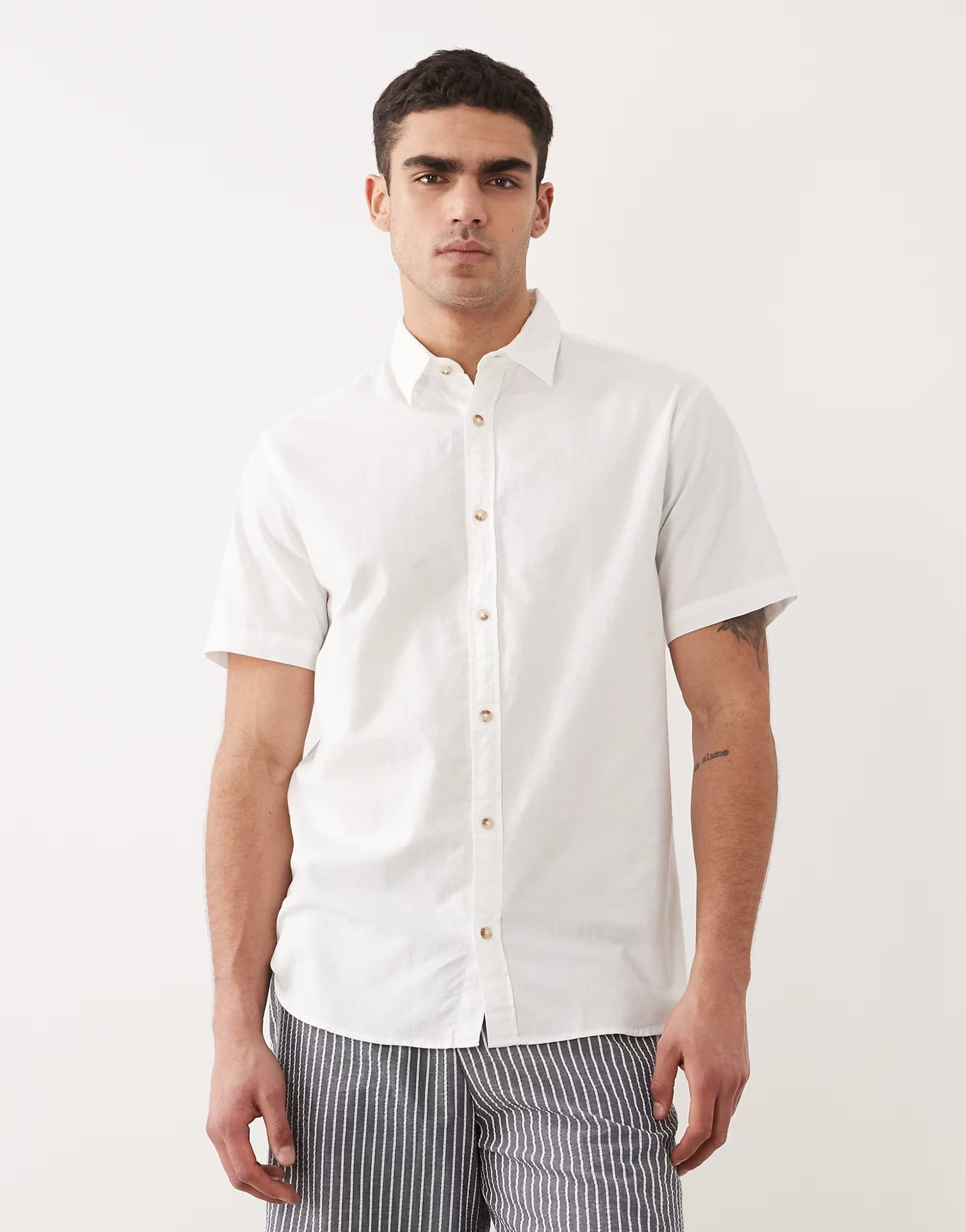 ASOS Jack & Jones short sleeve oxford shirt in white