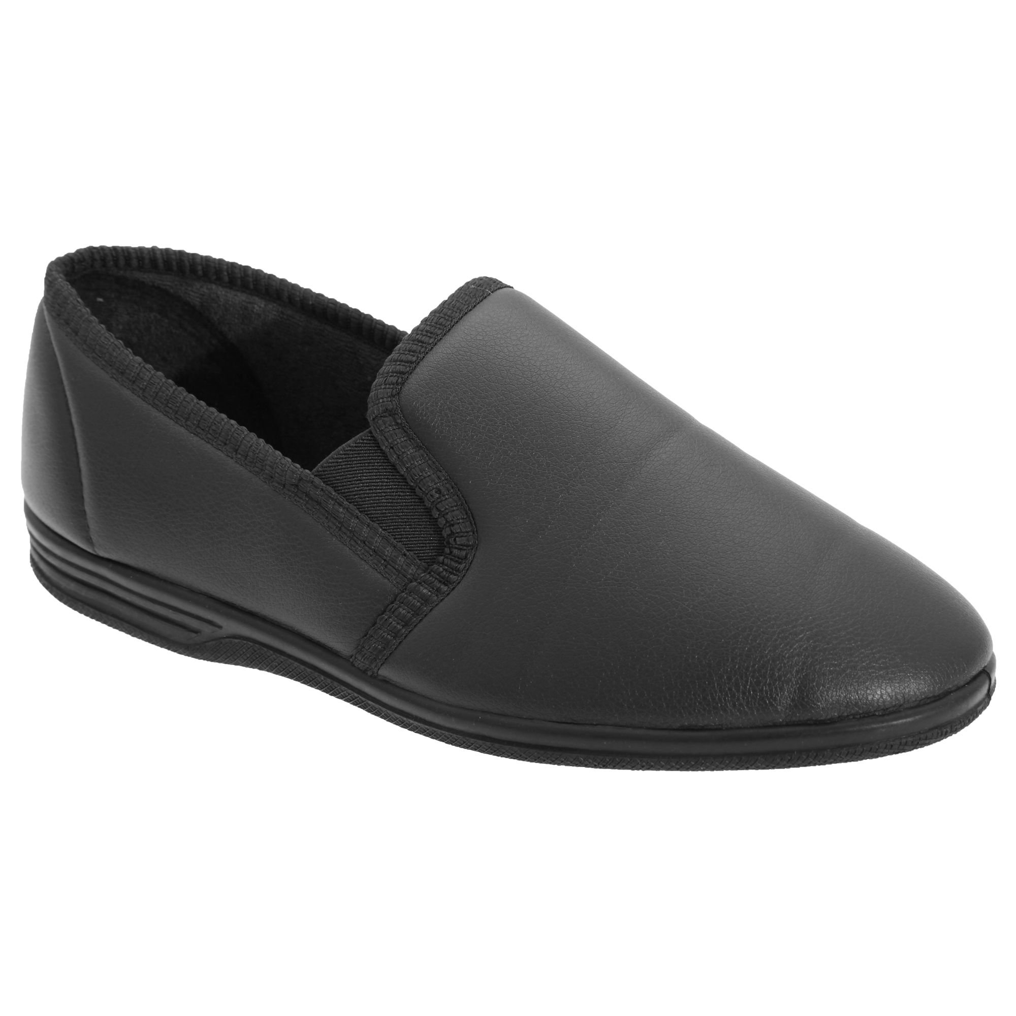 Zedzzz Zedzzz Men's Ivor Grain Upper Twin Gusset Slippers in Black - 2