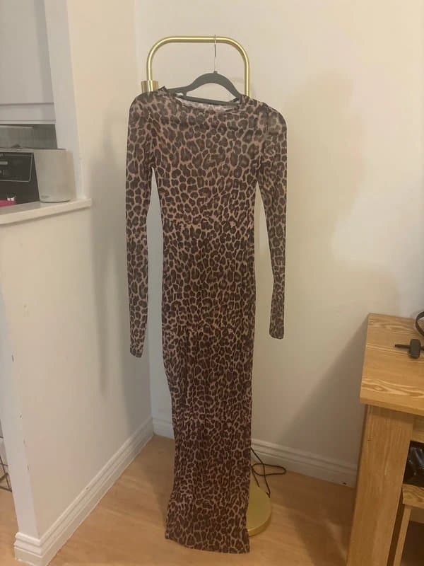 Shein Maxi length mesh leopard print dress
