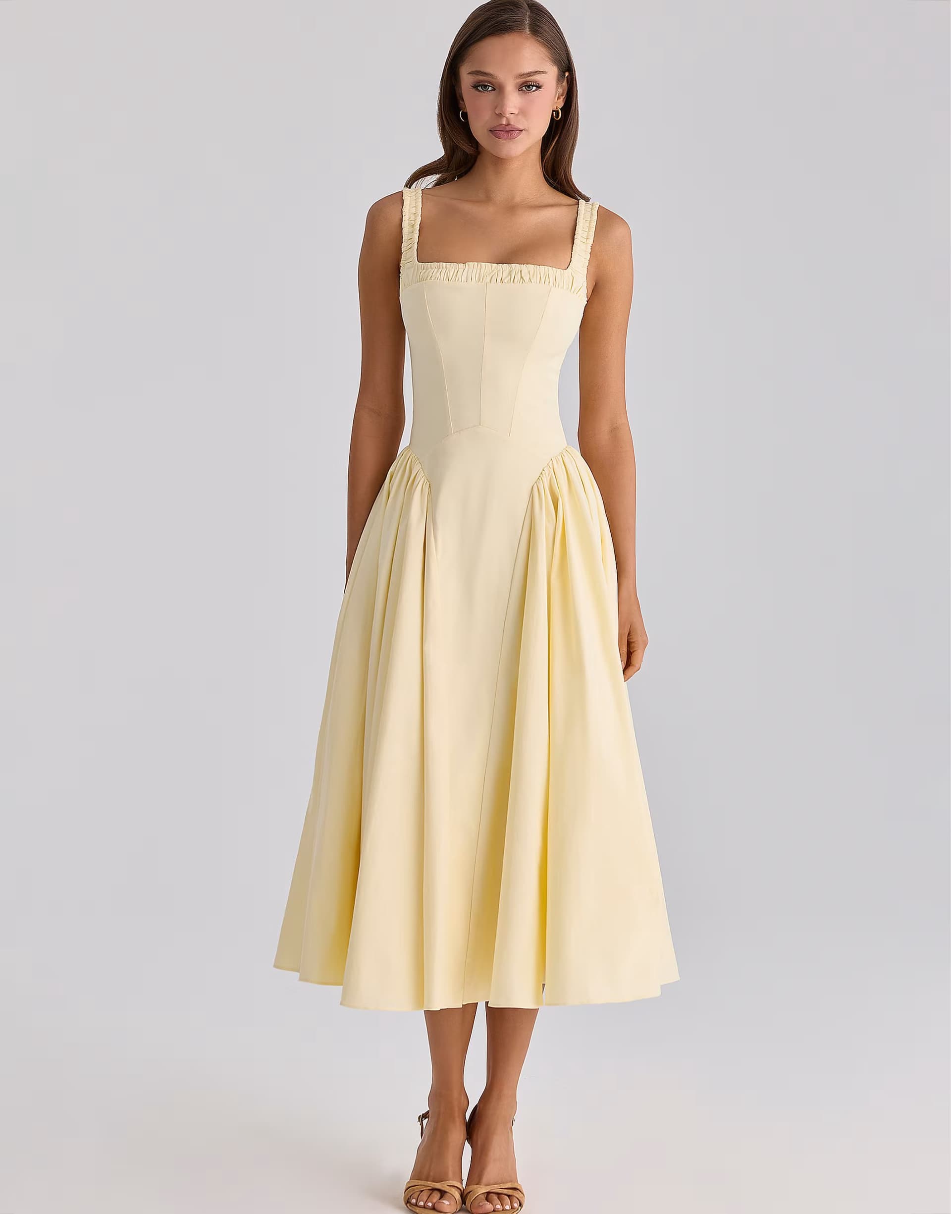 ASOS House of CB Dorothy lemon cotton midi sundress in lemon