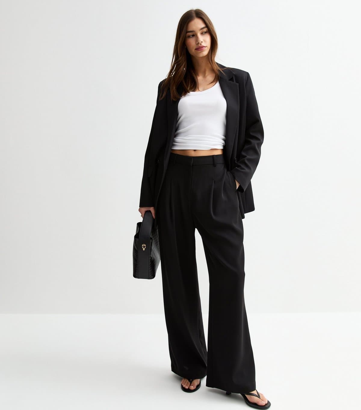 New Look Women's Black Wide Leg Tailored Trousers New Look