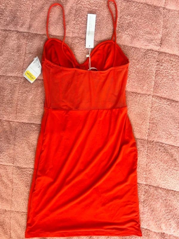 Bershka Brand New Orange mini dress with lace and corset boning