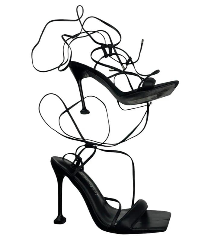 New Look New Look Comfort Open Toe Stiletto Shoes Black Strap Up Women’s UK Size 4