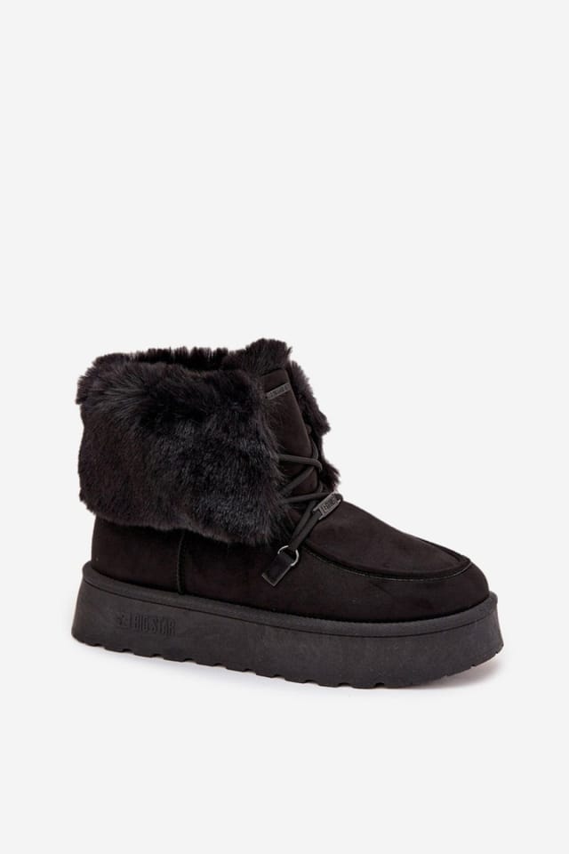 Love Lace Love Lace Women's Snow Boots Waterproof Suede Platform with Faux Fur Lining in Black - 2