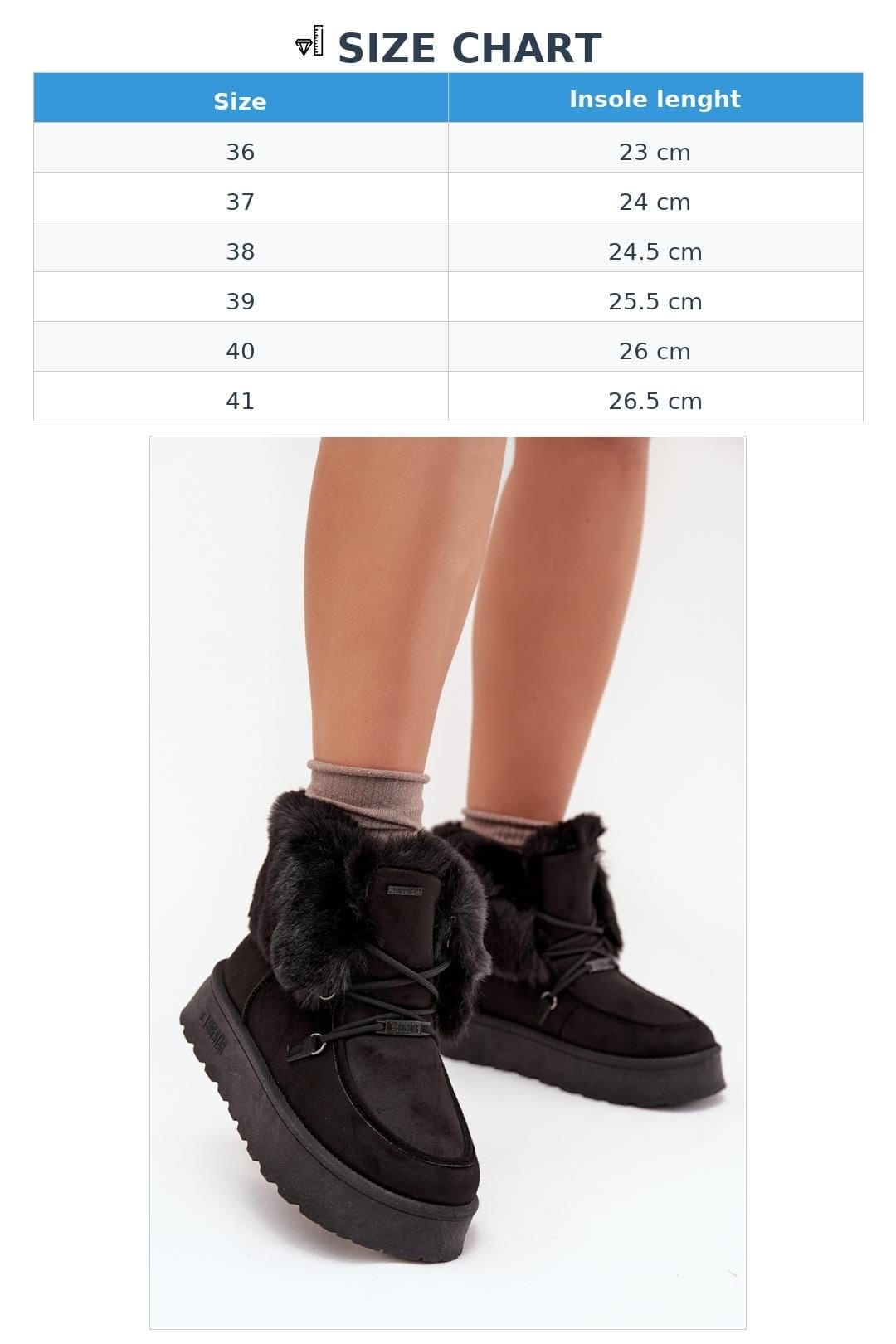 Love Lace Love Lace Women's Snow Boots Waterproof Suede Platform with Faux Fur Lining in Black - 4