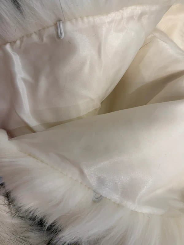 Source Unknown Faux Fur Bridal Wrap – White with Grey Tips, Winter Wedding Shawl