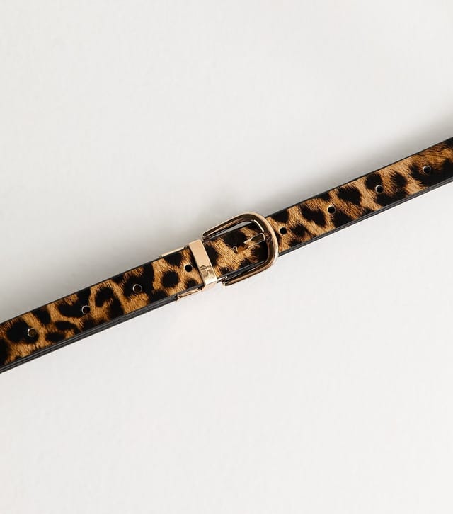 New Look Brown Reversible Leopard Print Jean Belt New Look - 3