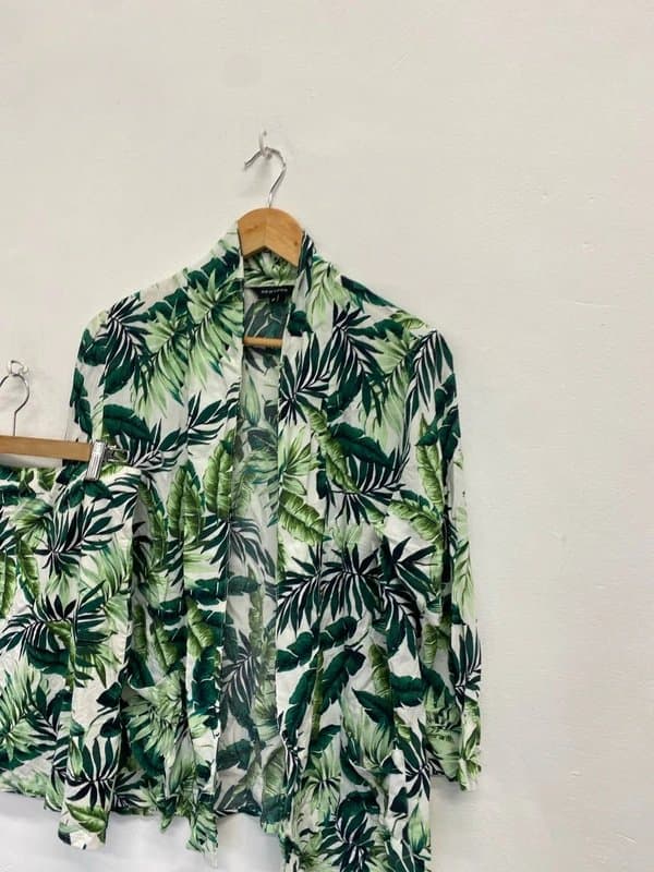New Look Fabulous holiday vibe coord by new look green tropical UK 12-14 #100 RG99