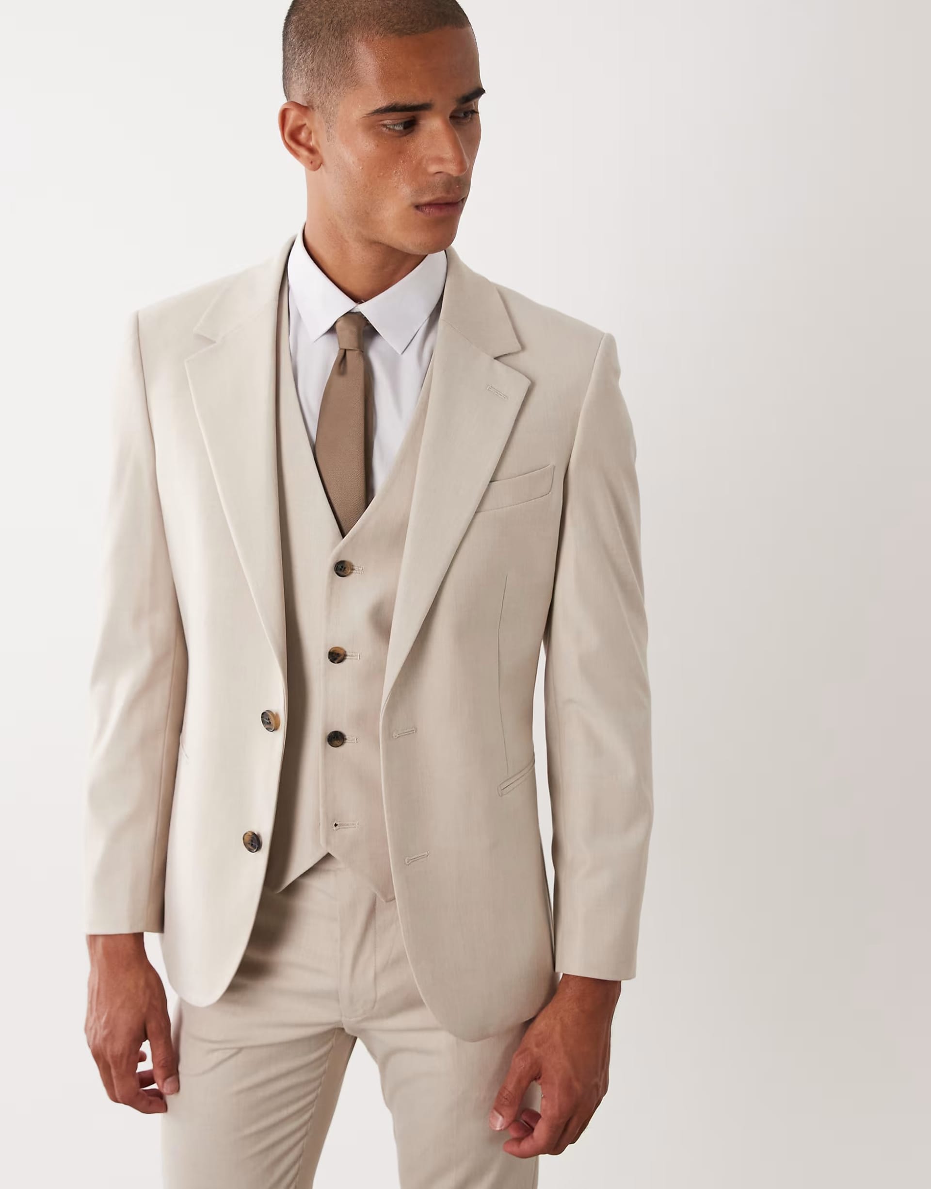 ASOS DESIGN Beige Skinny Suit Jacket