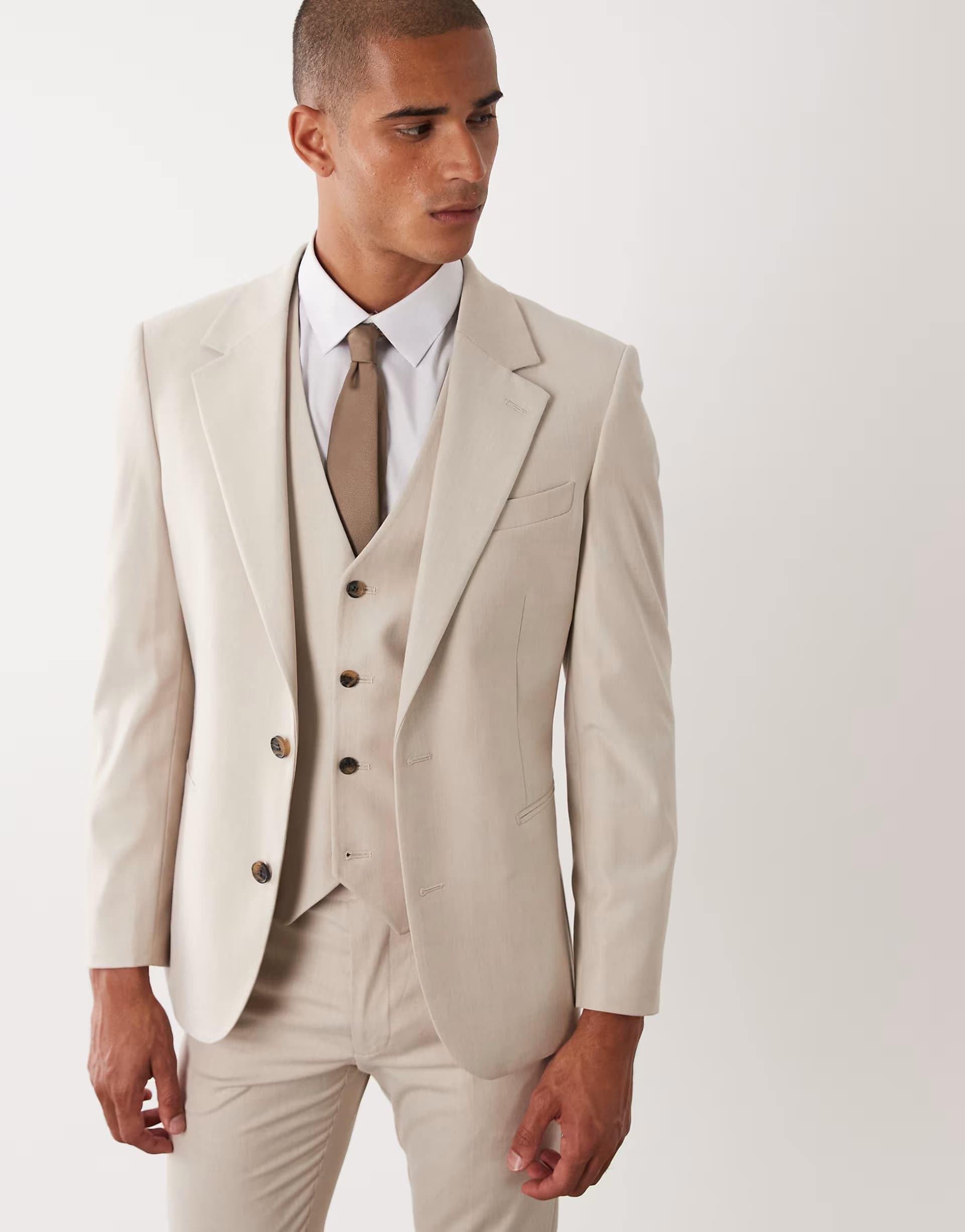 ASOS ASOS DESIGN Beige Skinny Suit Jacket