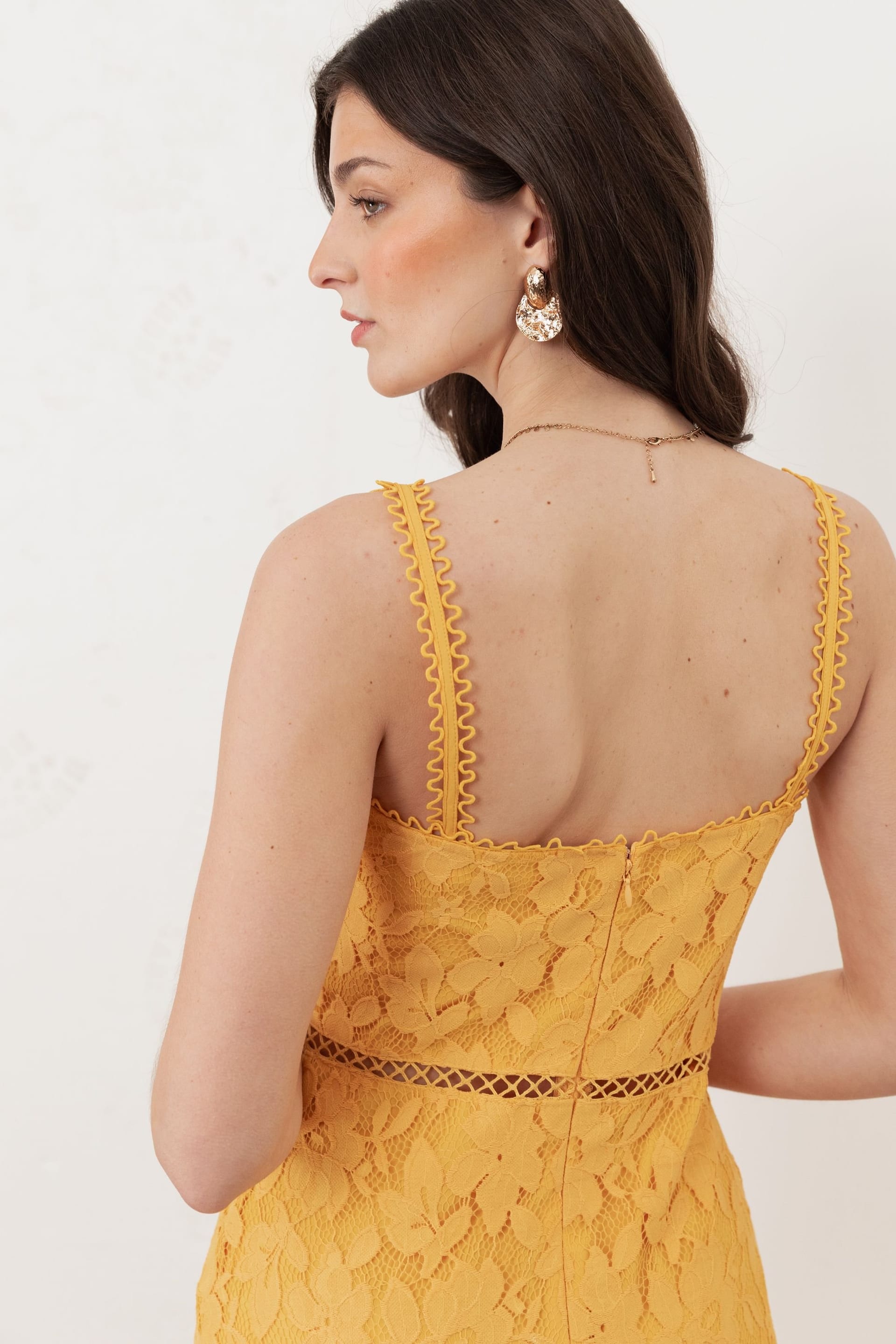 Maya Deluxe Maya Deluxe Women's Lace Cami Midi Dress in Yellow - 4