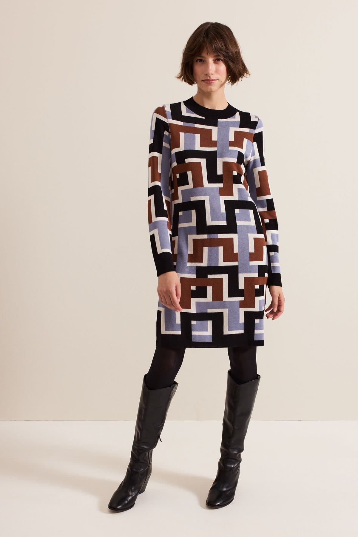 Phase Eight Phase Eight Women's Brianna Crew Neck Knitted Dress in Purple