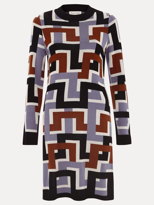 Phase Eight Phase Eight Women's Brianna Crew Neck Knitted Dress in Purple - 2